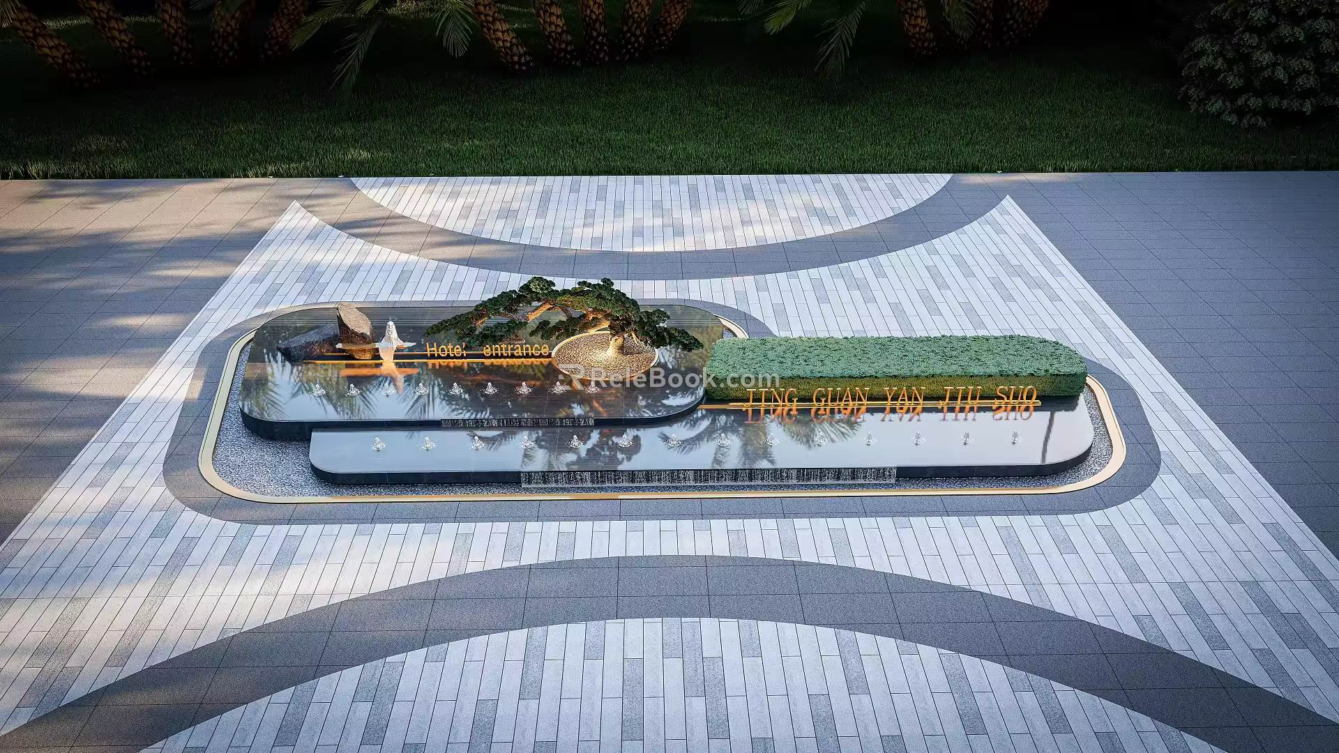 Modern water feature 3d model