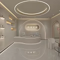 Modern Beauty Salon Interior Design With Stylish Front Desk And Elegant Lighting