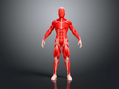 Detailed Human Muscles 3D Model Anatomical Structure Realistic Rendering View 3d model