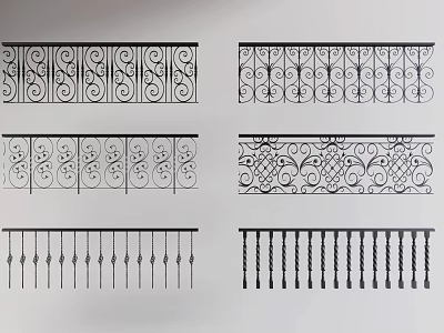 Modern European Railing Wrought Iron Railing Wrought Iron Handrail Garden Fence 3d model