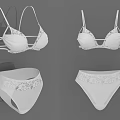 White Lace Underwear Set Featuring Bra And Briefs With Delicate Trim Details