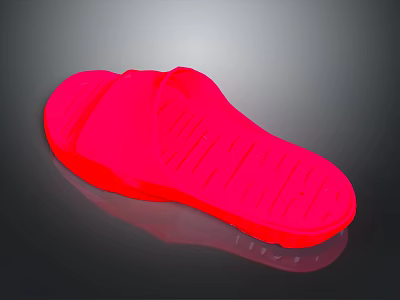 Bright Red Slippers with Textured Sole Stylish Indoor Home Comfortable Shoes 3d model