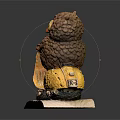 Cute Brown Owl Riding Yellow Scooter Decorative Figurine on Base