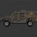 Military Vehicle With Camouflage Exterior Roof Warning Lights Rugged Design And Large Tires