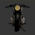 Vintage Custom Motorcycle With Orange Seat And Black Metallic Body Design