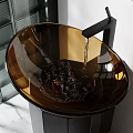 Modern Colored Washbasins Featuring Black Pedestal Bases Circular Mirrors And Lighting