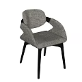 Modern Gray Fabric Dining Chairs With Black Legs And Armrest Design