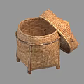 Handwoven Bamboo Storage Container With Removable Lid And Stand Legs 3d model