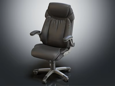 Ergonomic Black Leather Office Chair With High Back Adjustable Arms And Swivel Casters 3d model