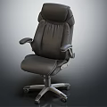 Ergonomic Black Leather Office Chair With High Back Adjustable Arms And Swivel Casters