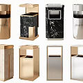 Public Trash Bins With Modern Designs And Various Materials In Different Styles 3d model