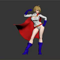 Game And Movie Character Blonde Hair Red Cape White Top Blue Boots Dynamic Heroic Pose