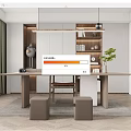 Modern desk and chair bookcase 3d model