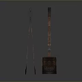 Rustic Hardware Tools Including Long Handle Clamp And Metal Shovel 3d model
