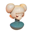 Cute Cartoon Figurine With Blonde Bun Hairstyle And Blue Collar Design
