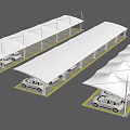 White Carport Canopies Covering Parking Lot Vehicles with Modern Sturdy Structure