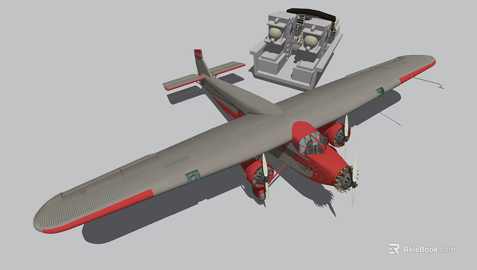 Twin Engine Fighter Jet With Gray Fuselage Red Details And Cockpit Structure 3d model 
