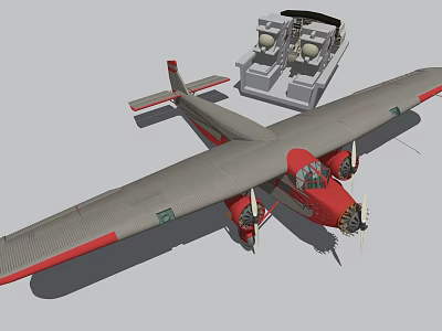 Twin Engine Fighter Jet With Gray Fuselage Red Details And Cockpit Structure 3d model
