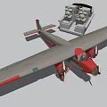 Twin Engine Fighter Jet With Gray Fuselage Red Details And Cockpit Structure 3d model