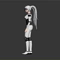Futuristic Tech Bodysuit Design With Black And White Armor And Helmet