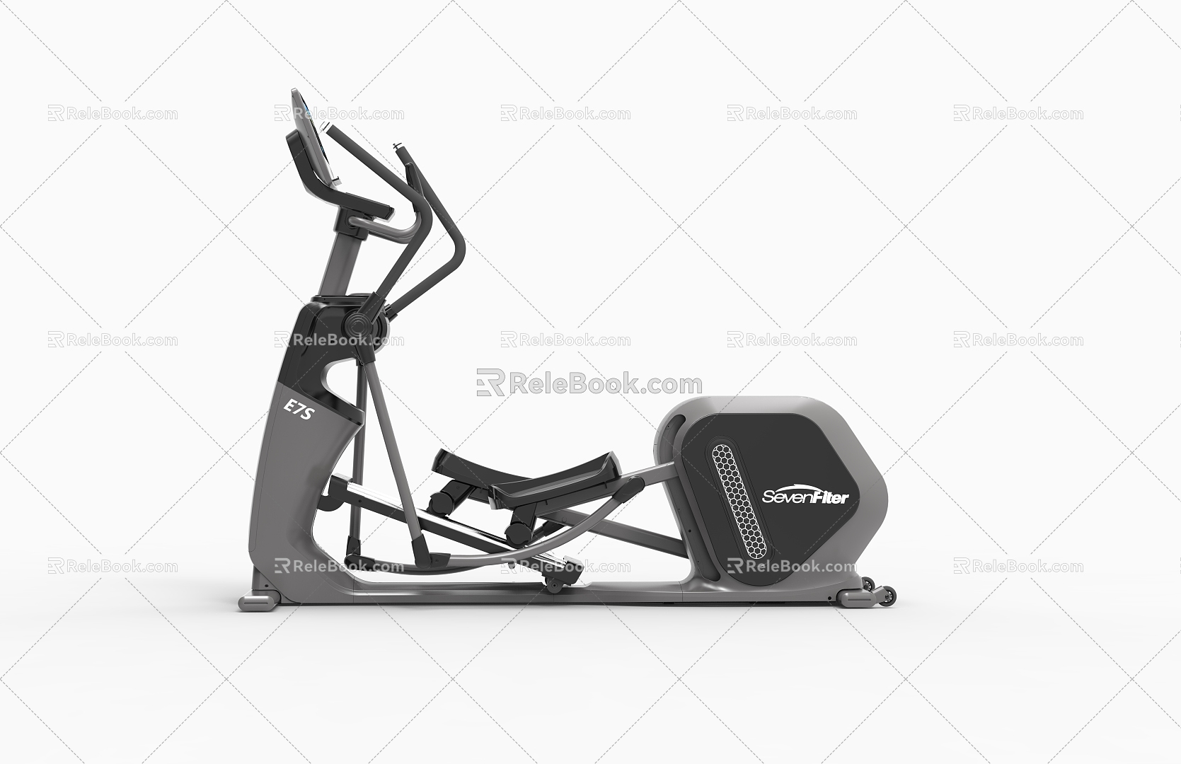 Modern Fitness Equipment Treadmill Elliptical Machine 3d model