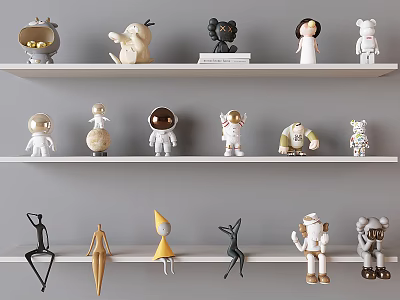 Decorative Ornament Set with Diverse Stylish Figurines for Modern Shelf 3d model