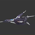 Futuristic Purple And White Spacecraft Model With Aerodynamic Wings For Cosmic Exploration