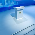 Banquet Hall for Economic Development Investment Promotion Conference with Stage Backdrop and Lighting