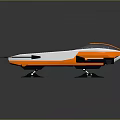 Modern Orange And Blue Model Airplane With Streamlined Body And Black Wings