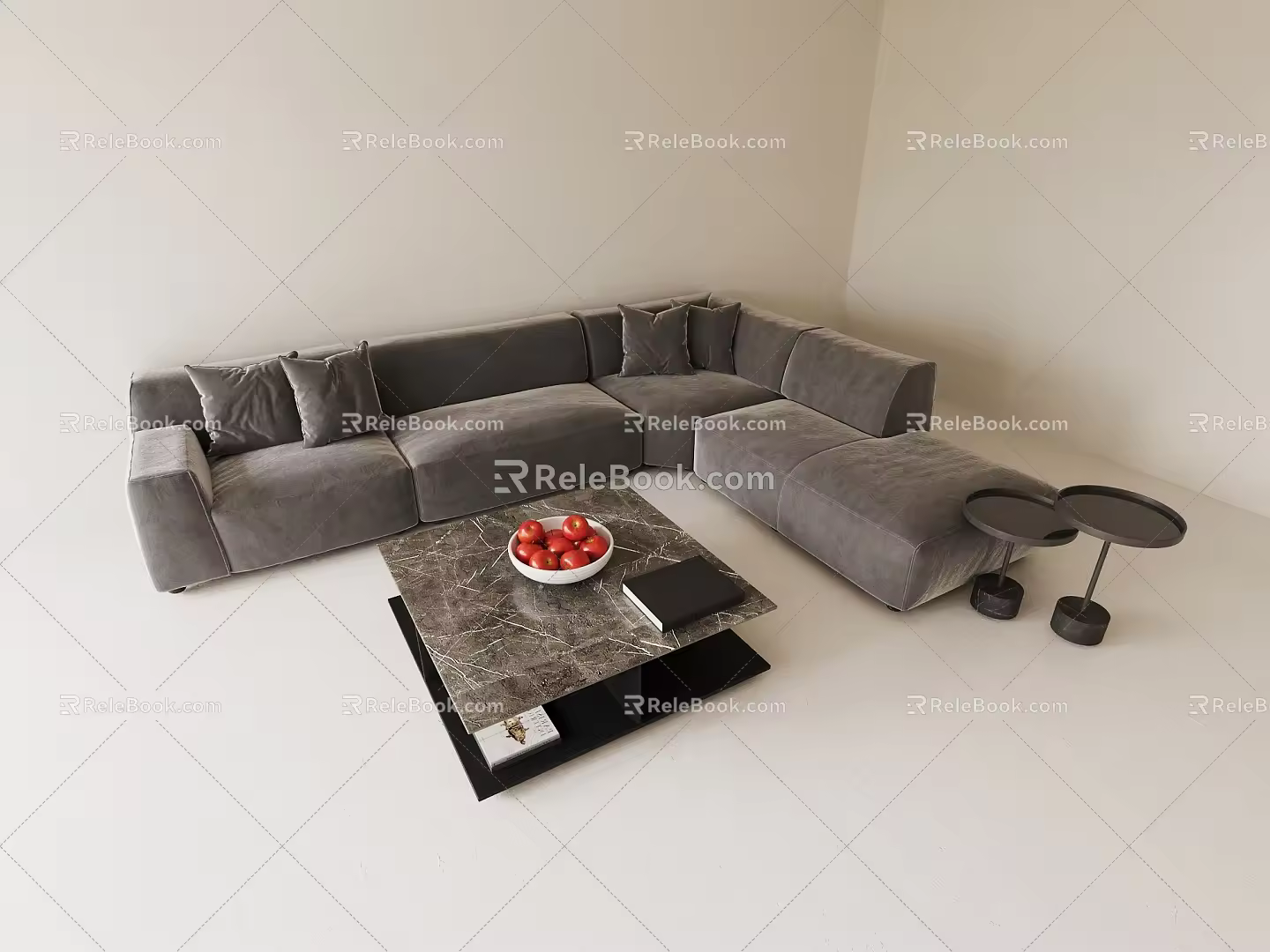 Multi-person sofa corner sofa sofa coffee table combination 3d model