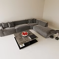 Multi-person sofa corner sofa sofa coffee table combination 3d model