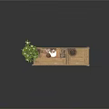 Rustic Wooden Table Display With Barrel Crates And Green Plant Decoration