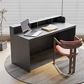 Modern Work Desk With Laptop Open Book Chair And Plant Near Window Blinds