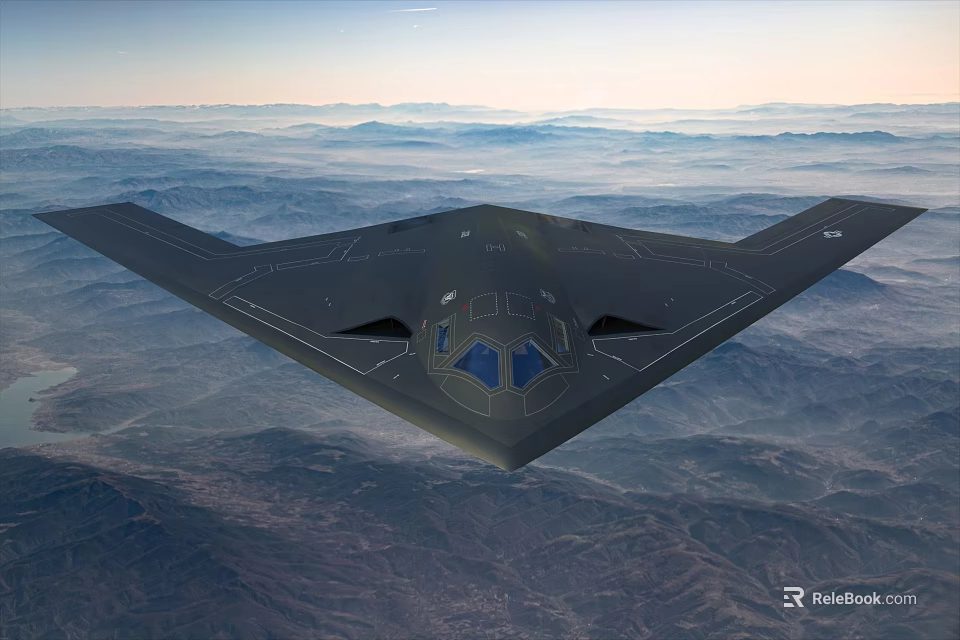 Advanced Stealth Fighter Jet Flying Over Mountain Ranges With Sleek Aerodynamic Design At High Altitude 3d model 