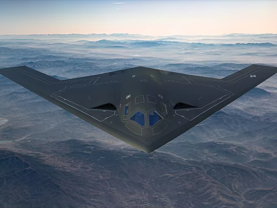 Advanced Stealth Fighter Jet Flying Over Mountain Ranges With Sleek Aerodynamic Design At High Altitude 3d model
