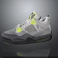 White High Top Athletic Sneakers With Yellow Accents Perforated Details And Gray Sole