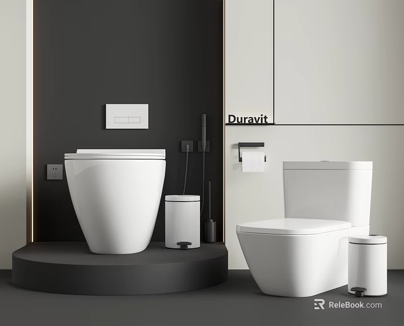 Duravit Modern White Toilet Different Stylish Designs For Bathroom Interiors 3d model 