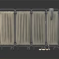 Industrial Mobile Foldable Partition Screen With Metal Frame And Fabric Panels 3d model