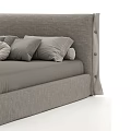 Modern Gray Upholstered Double Bed With Button Tufted Headboard And Pillows 3d model