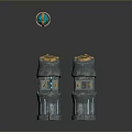 Gray Tower Like Equipment With Gold Top Decorations Small Blue Windows And Floating Blue Sphere