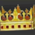 Ornate Pixel Art Golden Crown With Red Gem And Spiked Design