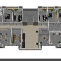 Modern Office Floor Plan With Multiple Workspaces Meeting Rooms And Plants 3d model