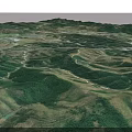 Aerial Planning of Mountainous Terrain With Rolling Hills Green Vegetation and Paths