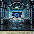 Modern Tech KTV Interior Design with Blue Neon Lighting Starry Sky Decor And Sofas 3d model