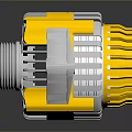 Industrial Alternator In Yellow Silver Design With Metal Cooling Fins And Pulley