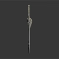 Fantasy Sword Design With Intricate Golden Hilt And Metallic Blade Details