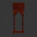 Red Wooden Functional Table With Carved Legs And Classic Storage Design 3d model