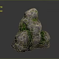 Wood Stone Natural Decorative Piece With Green Moss Covered Rough Surface And Organic Texture