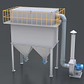 Industrial Equipment With Yellow Guardrail Dual Cone Bottom And Blue Motor Piping System