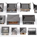 Various Architectural Models Featuring Traditional And Modern Roof Designs And Structures